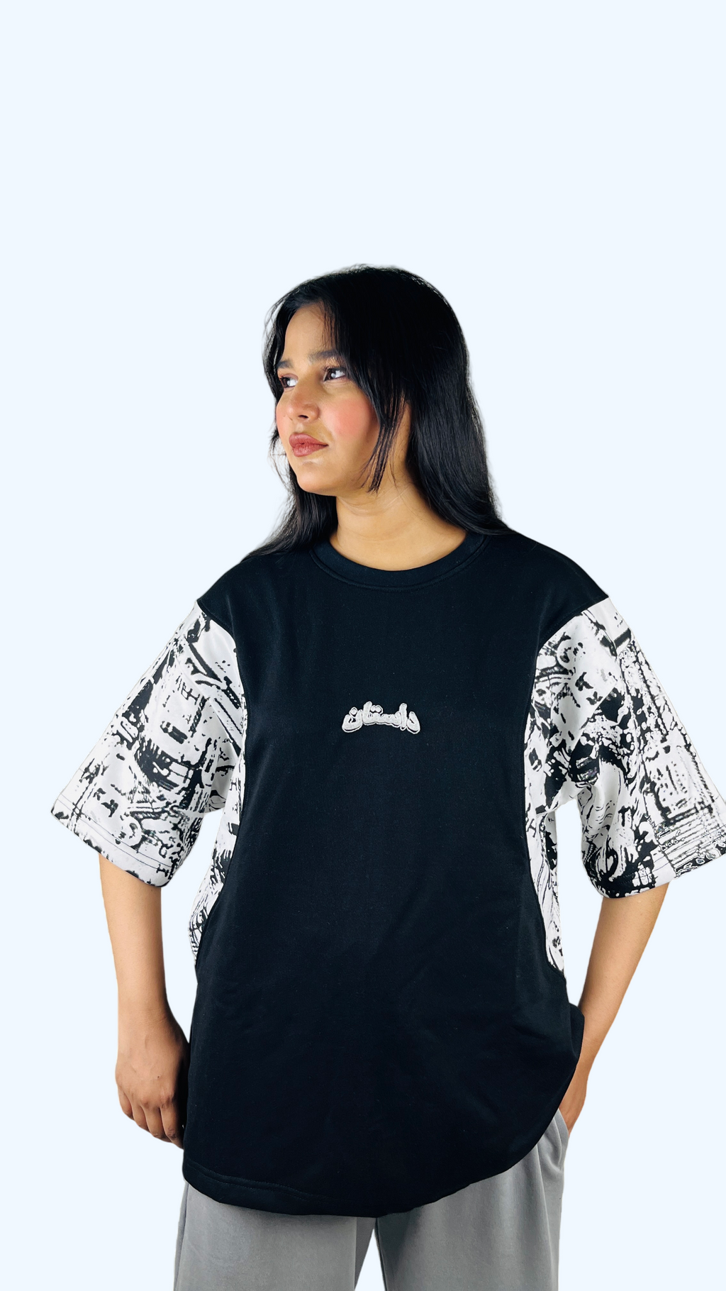 Oversized Printed Shirt With Graphics Sleeves