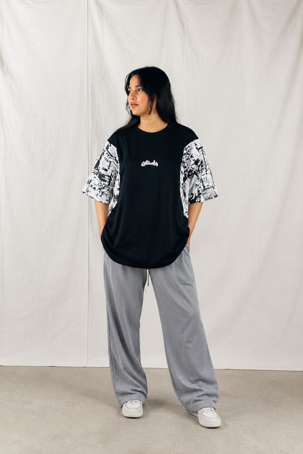 Oversized Printed Shirt With Graphics Sleeves