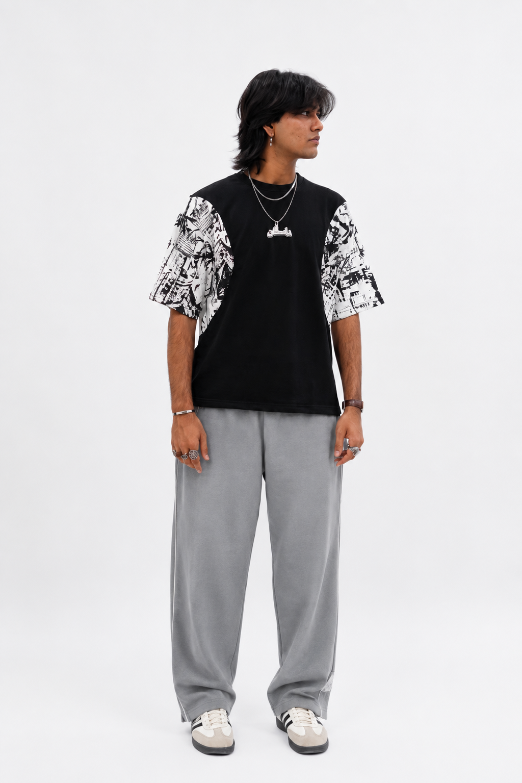 Oversized Printed Shirt With Graphics Sleeves